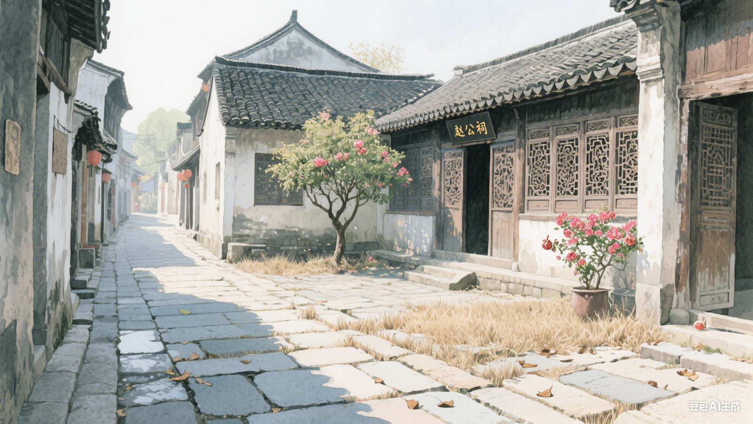 青岩古镇的石板路与月光