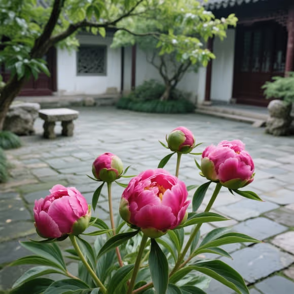 含苞待放的牡丹花