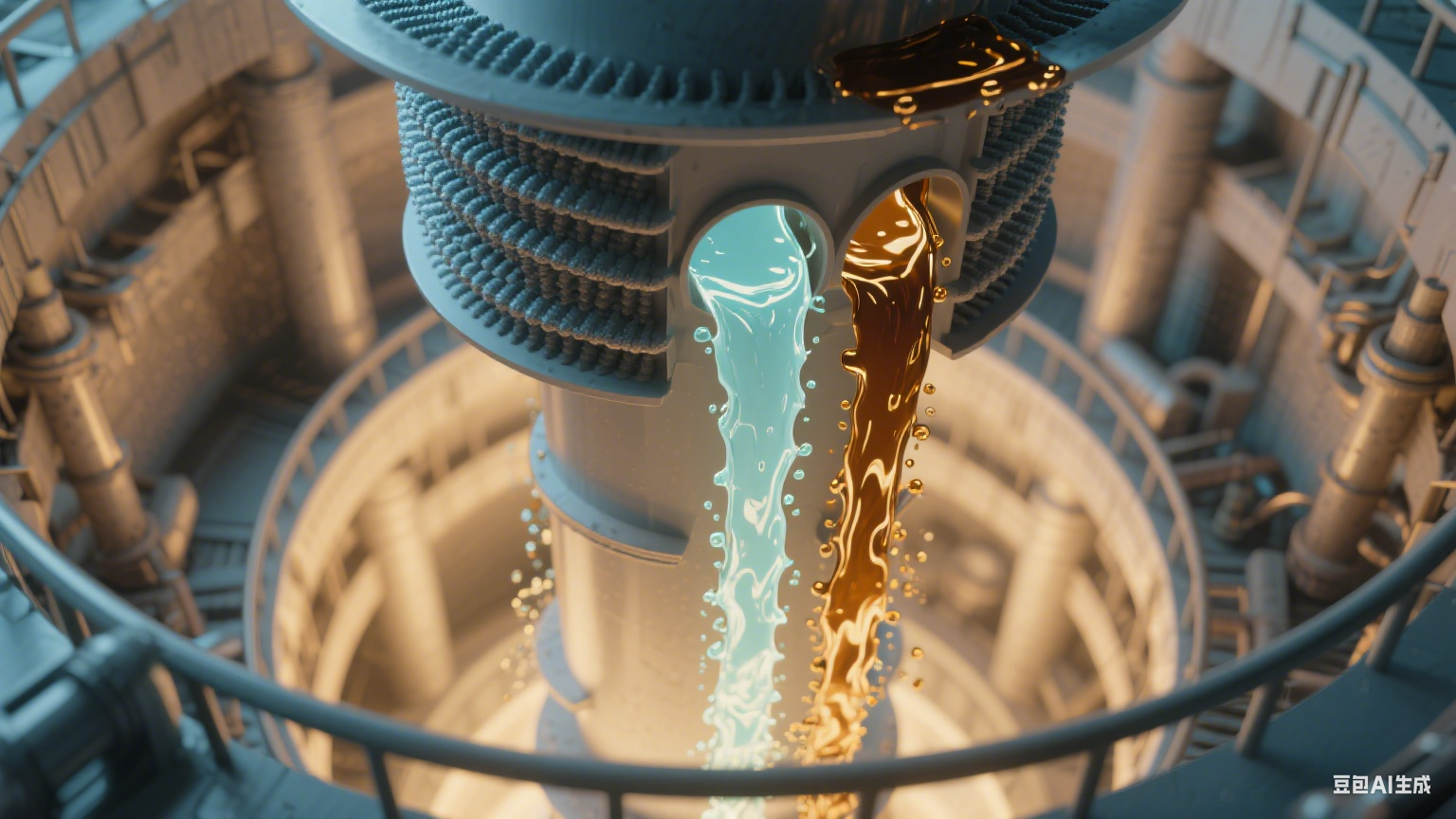 萃取塔：液相交织间的物质诗行