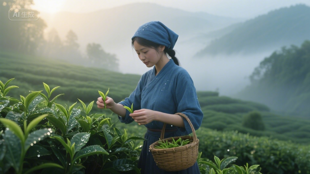 茶事三叠：春山、竹篓与月光白