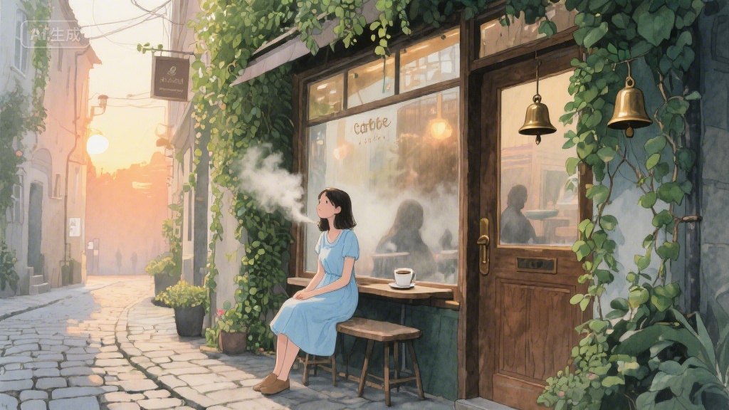 夏日傍晚的街角咖啡馆