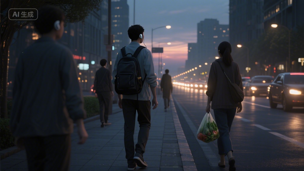 城市夜归人的暖光