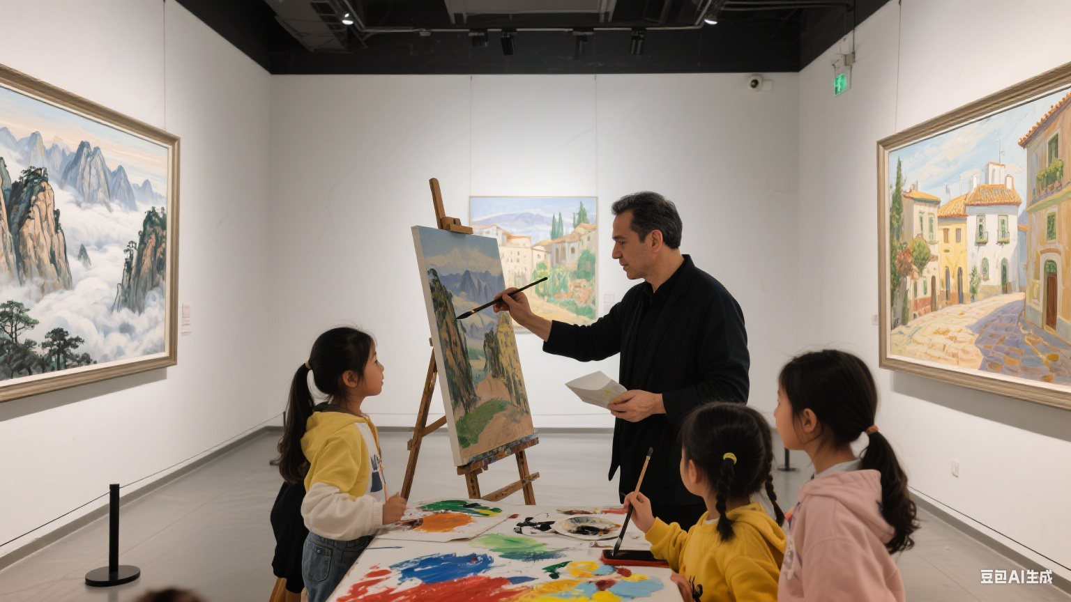 西班牙马德里孔院举办 “中国水墨艺术巡展” 百年画廊引市民驻足