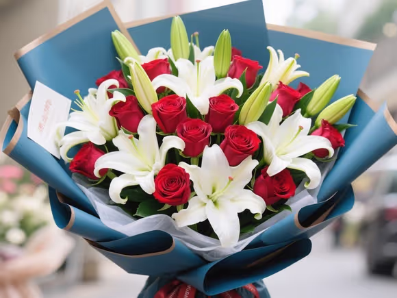 玫瑰百合花束价格