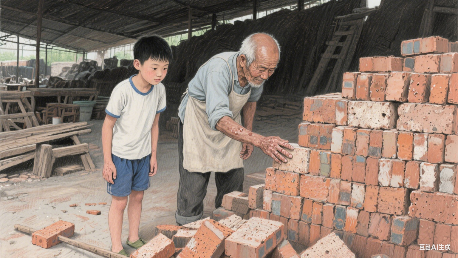 老砖墙上的时光印记