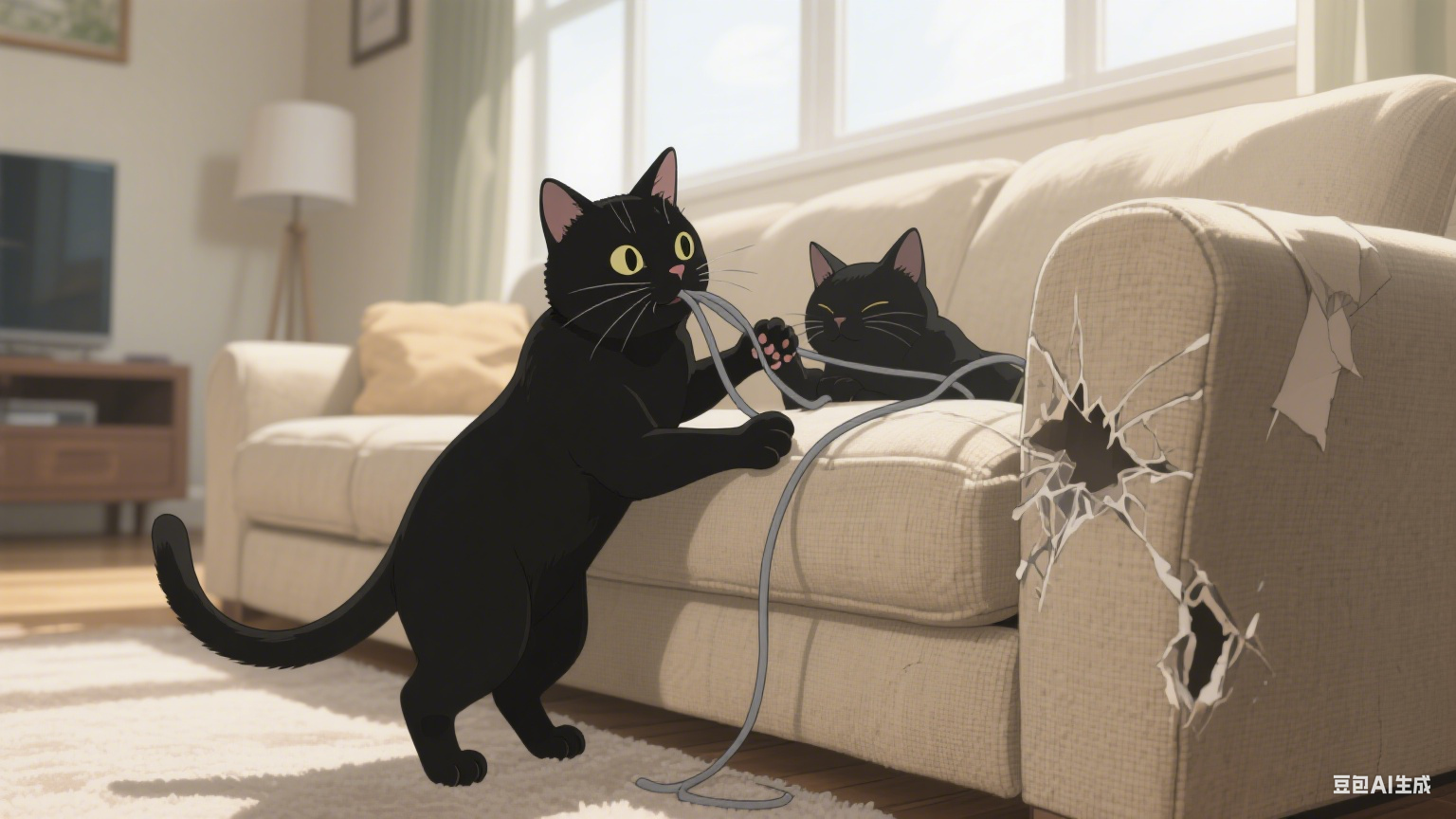 我家猫把沙发拆了后，居然还想跟我讲道理