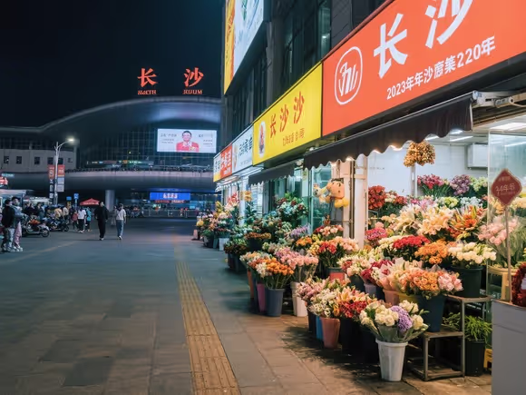 长沙火车站旁花店