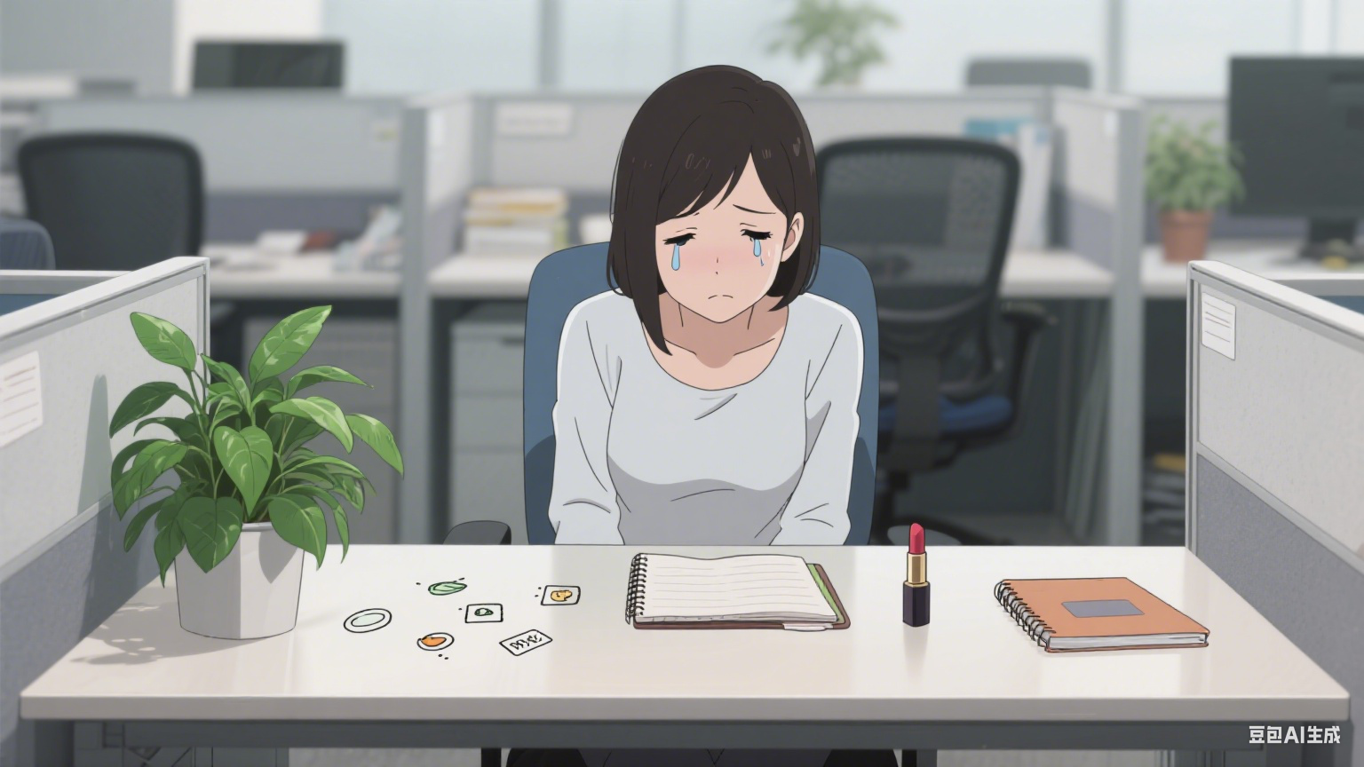 工位上的咖啡渍与未写完的诗